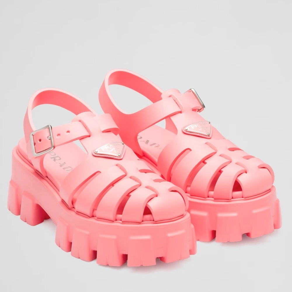 PRADA FOAM SANDALS IN PINK RUBBER - PSD005