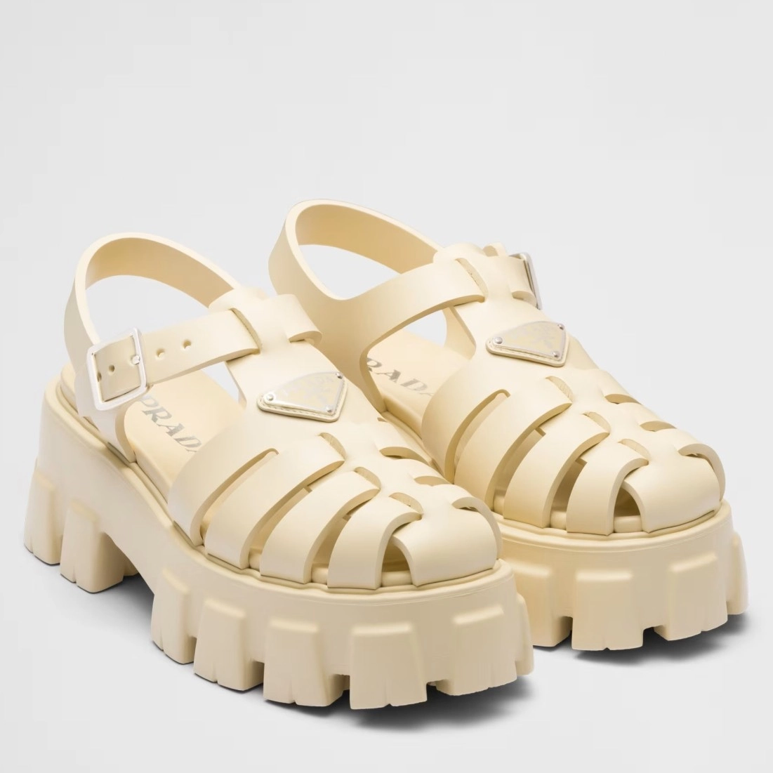 PRADA FOAM SANDALS IN QUARTZ RUBBER - PSD002