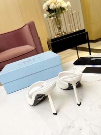 PRADA HEELED SANDALS 75MM IN WHITE BRUSHED LEATHER - PSD016