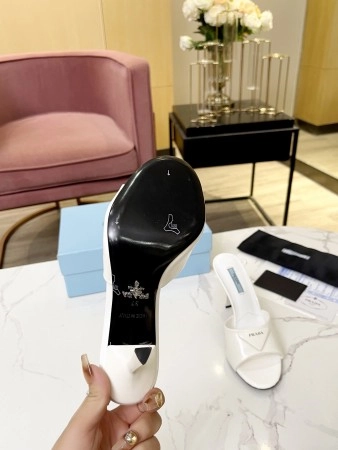 PRADA HEELED SANDALS 75MM IN WHITE BRUSHED LEATHER - PSD016