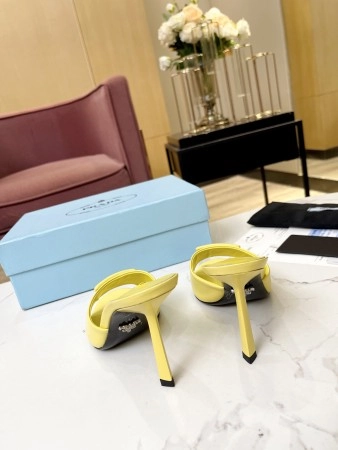 PRADA HEELED SANDALS 75MM IN YELLOW BRUSHED LEATHER - PSD015