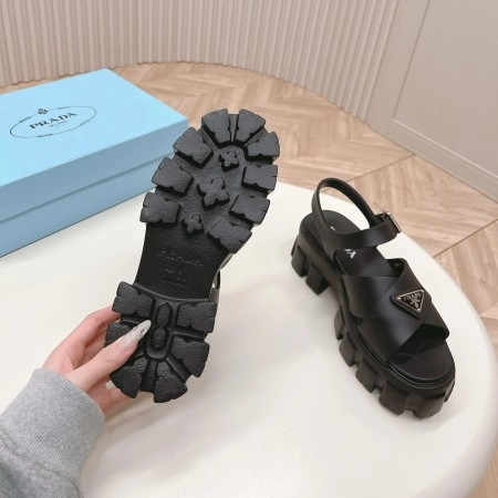 PRADA MONOLITH SANDALS IN BLACK RUBBER - PSD021