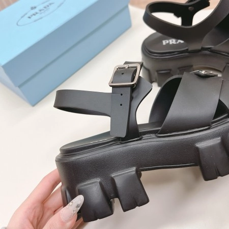 PRADA MONOLITH SANDALS IN BLACK RUBBER - PSD021