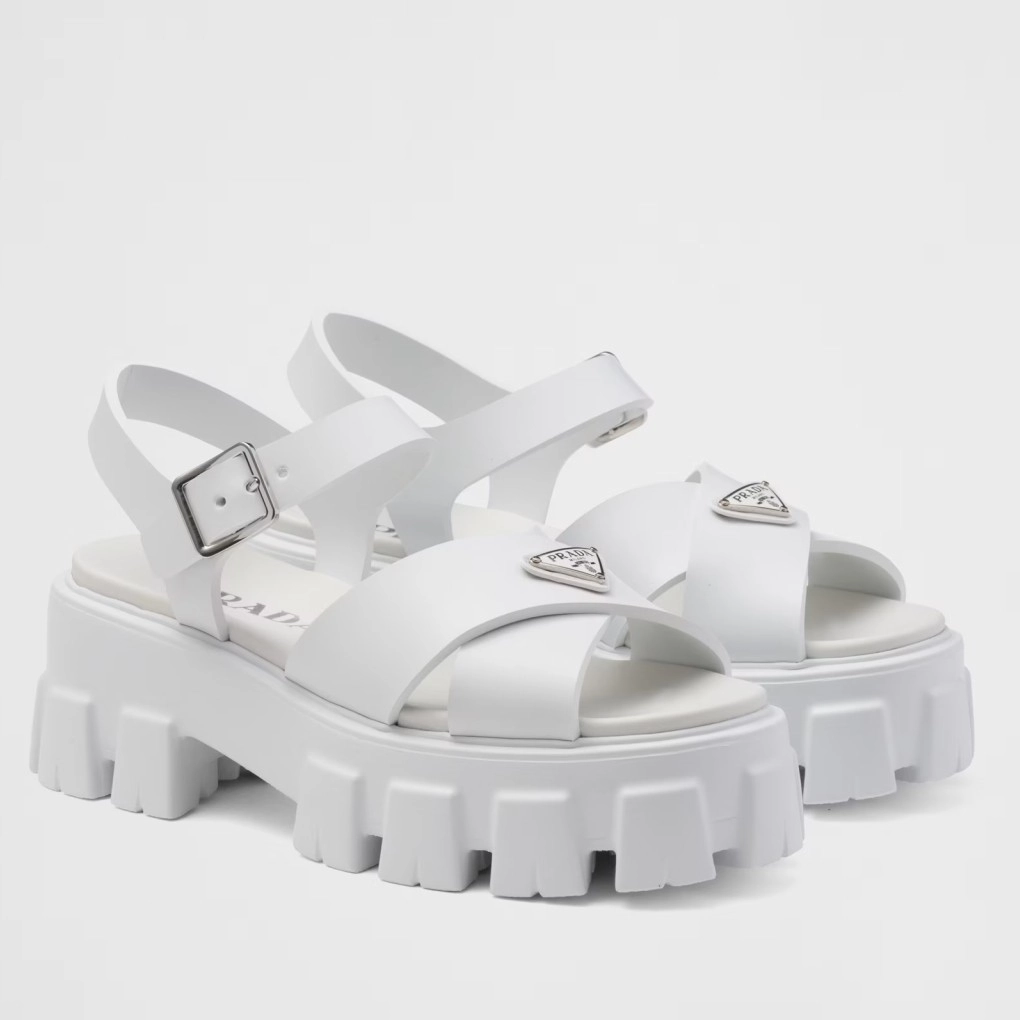PRADA MONOLITH SANDALS IN WHITE RUBBER - PSD022