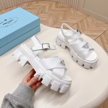 PRADA MONOLITH SANDALS IN WHITE RUBBER - PSD022