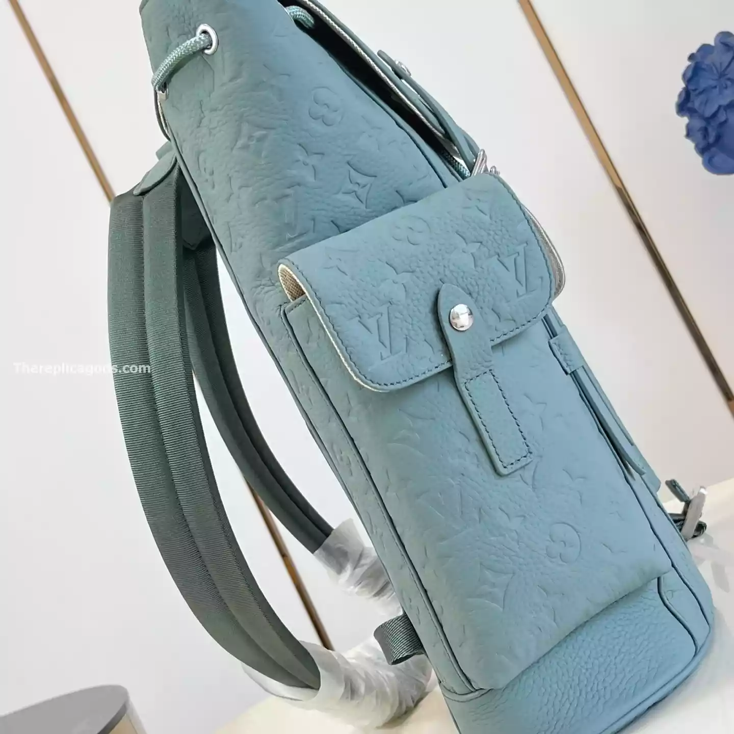 CHRISTOPHER MM BACKPACK MISTY LAKE GREEN MONOGRAM TAURILLON - LW310 CHRISTOPHER MM BACKPACK MISTY LAKE GREEN MONOGRAM TAURILLON