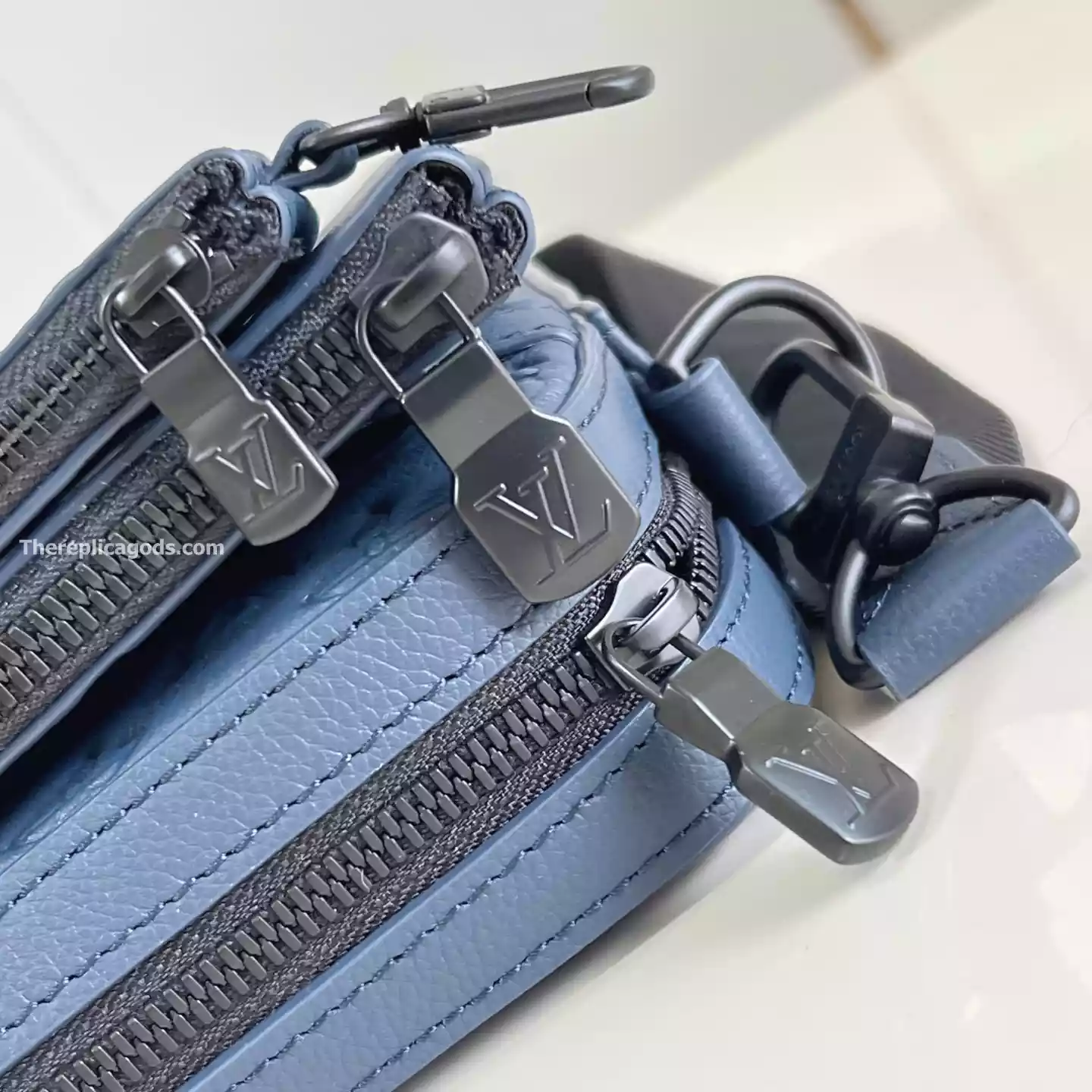 TRIO MESSENGER BAG NAVY BLUE MONOGRAM SHADOW - LW312 TRIO MESSENGER BAG NAVY BLUE MONOGRAM SHADOW