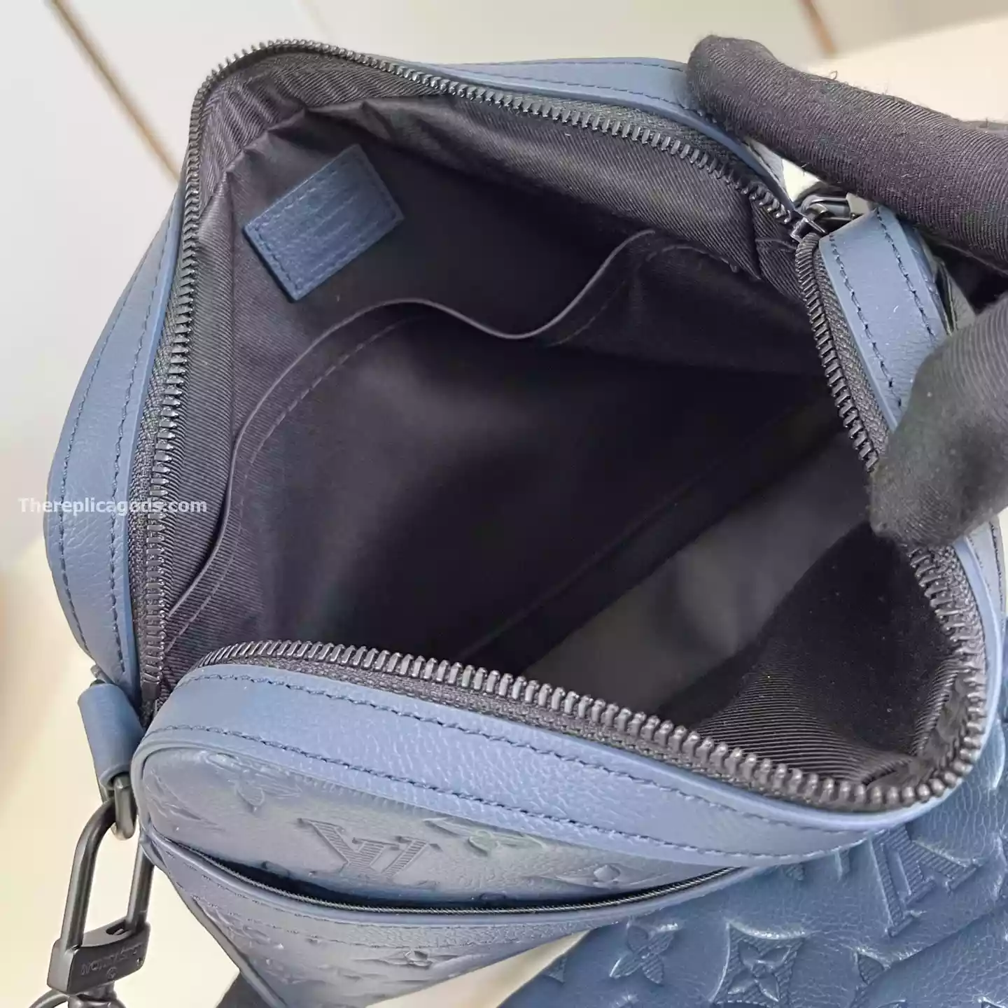 TRIO MESSENGER BAG NAVY BLUE MONOGRAM SHADOW - LW312 TRIO MESSENGER BAG NAVY BLUE MONOGRAM SHADOW