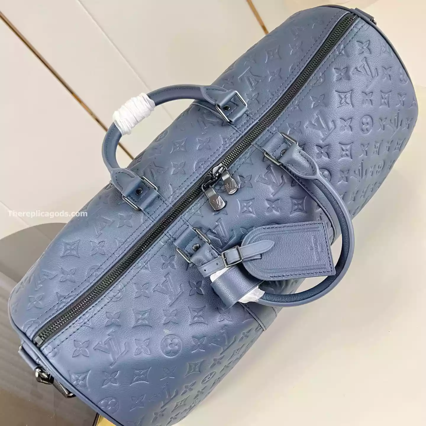 KEEPALL BANDOULIERE 50 BAG NAVY BLUE MONOGRAM SHADOW - LW313 KEEPALL BANDOULIERE 50 BAG NAVY BLUE MONOGRAM SHADOW