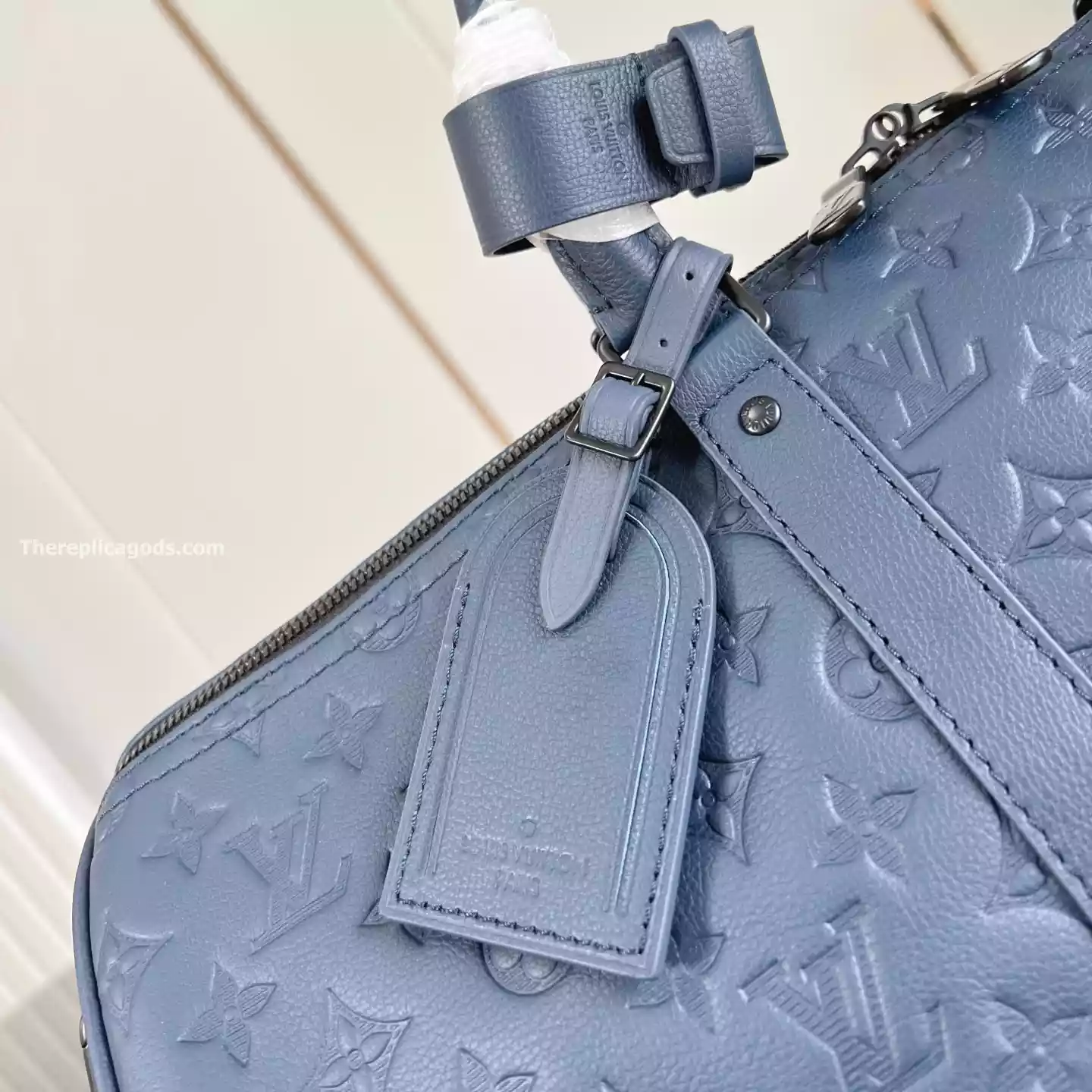 KEEPALL BANDOULIERE 50 BAG NAVY BLUE MONOGRAM SHADOW - LW313 KEEPALL BANDOULIERE 50 BAG NAVY BLUE MONOGRAM SHADOW