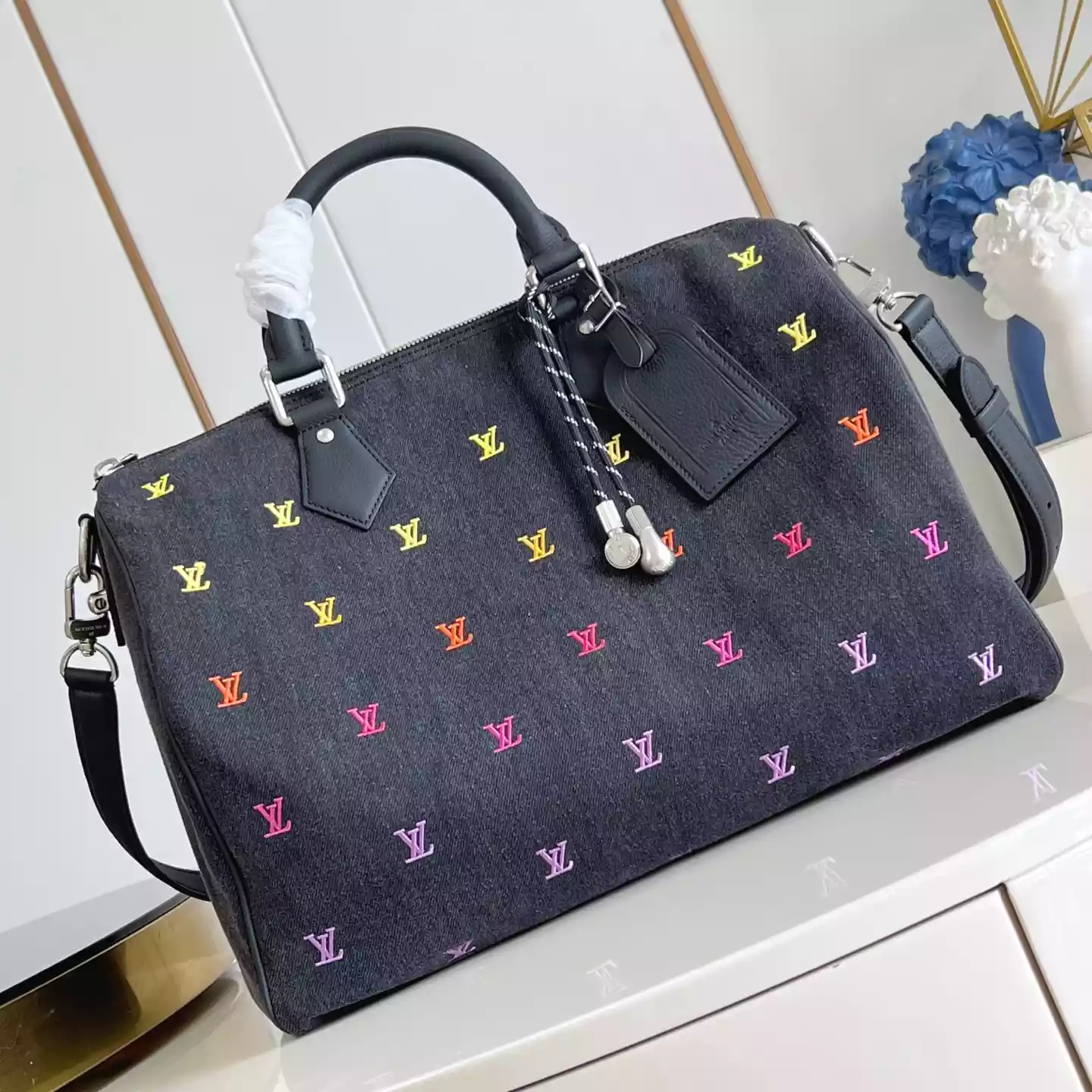 SPEEDY 40 BANDOULIERE GRADIENT ORANGE LV BLASON DENIM - LW300 SPEEDY 40 BANDOULIERE GRADIENT ORANGE LV BLASON DENIM