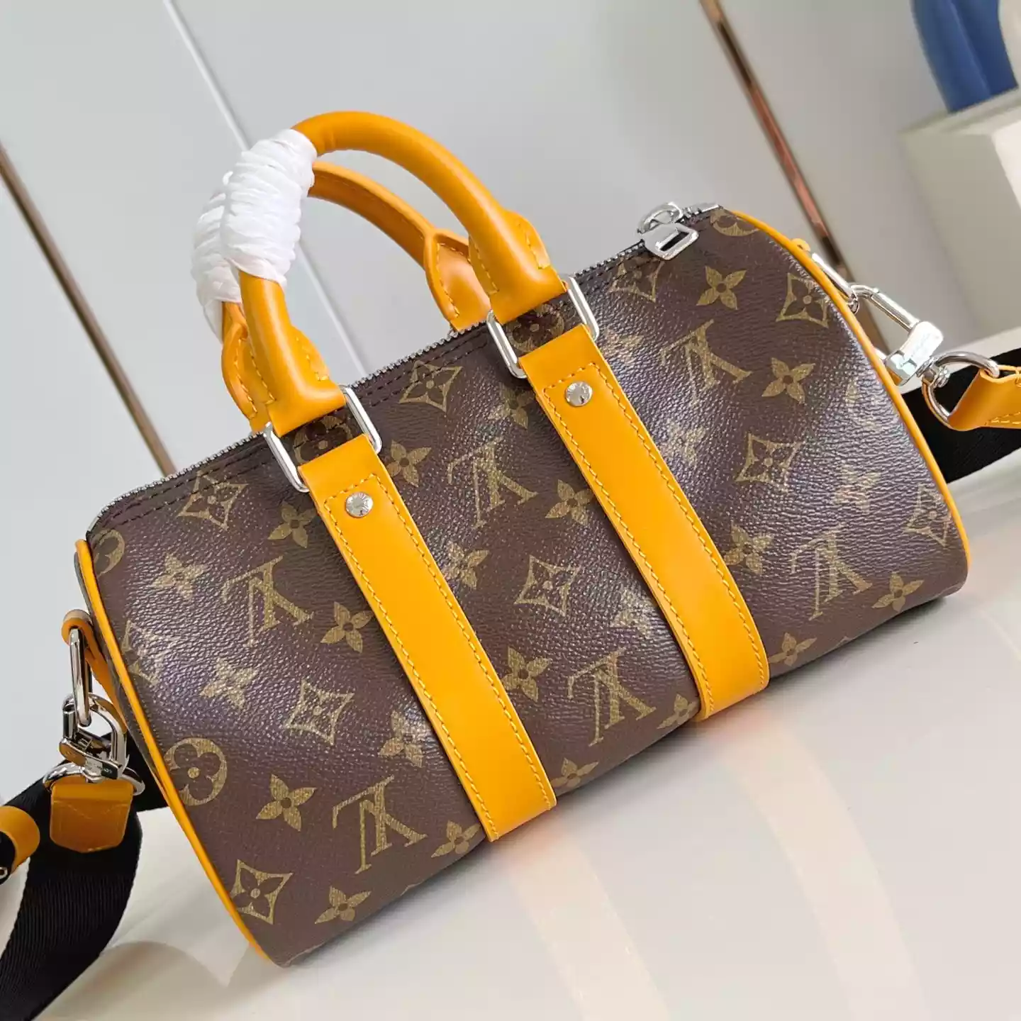 KEEPALL BANDOULIERE 25 BAG SAFRAN YELLOW MONOGRAM MACASSAR - LW301 KEEPALL BANDOULIERE 25 BAG SAFRAN YELLOW MONOGRAM MACASSAR