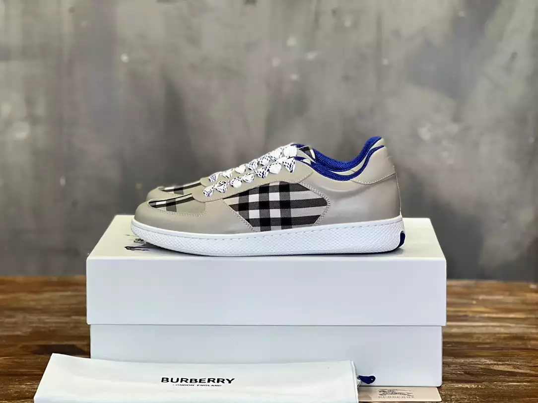 BURBERRY LEATHER AND CHECK TERRACE SNEAKERS - BBR081