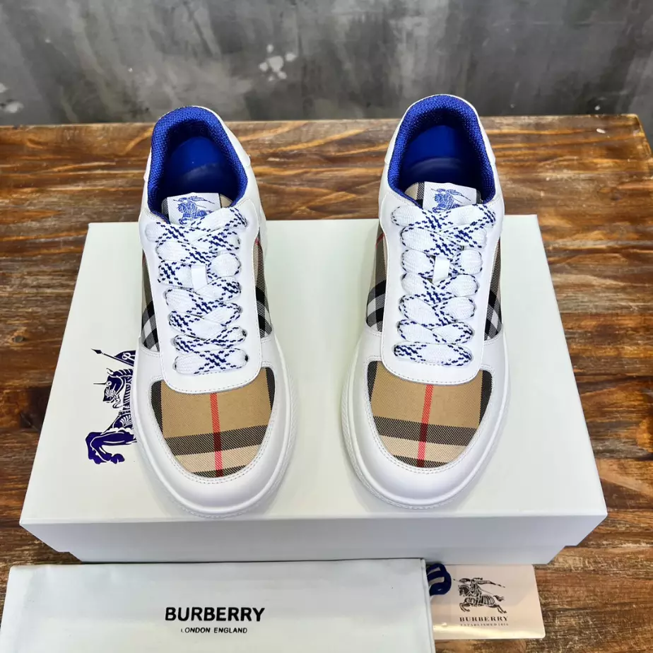 BURBERRY LEATHER AND CHECK TERRACE SNEAKERS - BBR083