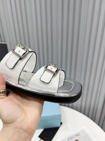 PRADA DOUBLE-STRAP SANDALS IN WHITE LEATHER - PSD045