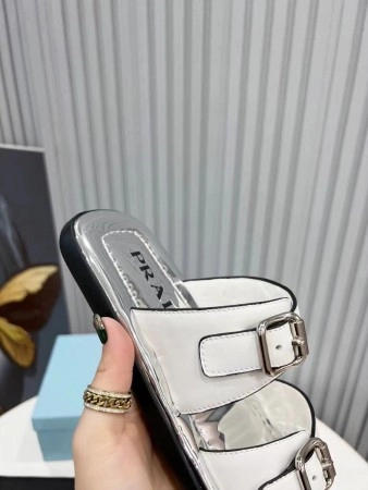 PRADA DOUBLE-STRAP SANDALS IN WHITE LEATHER - PSD045