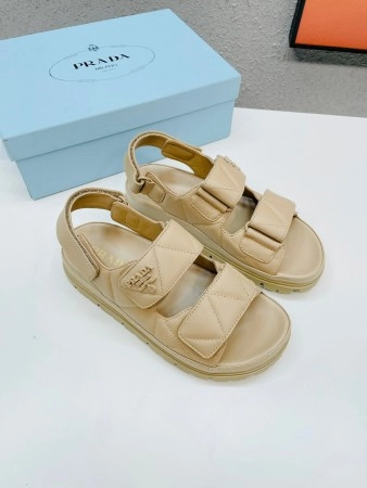 PRADA PADDED SANDALS IN BEIGE NAPPA LEATHER - PSD048