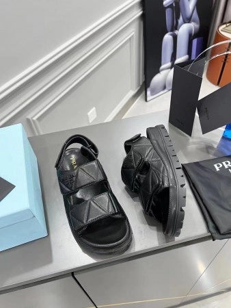 PRADA PADDED SANDALS IN BLACK NAPPA LEATHER - PSD039