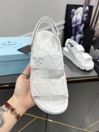 PRADA PADDED SANDALS IN WHITE NAPPA LEATHER - PSD040
