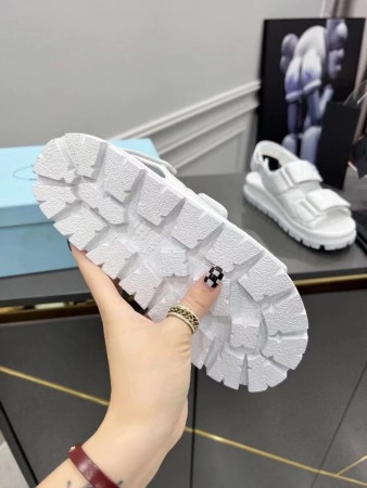 PRADA PADDED SANDALS IN WHITE NAPPA LEATHER - PSD040