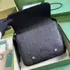GUCCI MEN'S JUMBO GG LEATHER MEDIUM MESSENGER BAG BLACK 2023 - BG091 GUCCI MEN'S JUMBO GG LEATHER MEDIUM MESSENGER BAG BLACK 2023