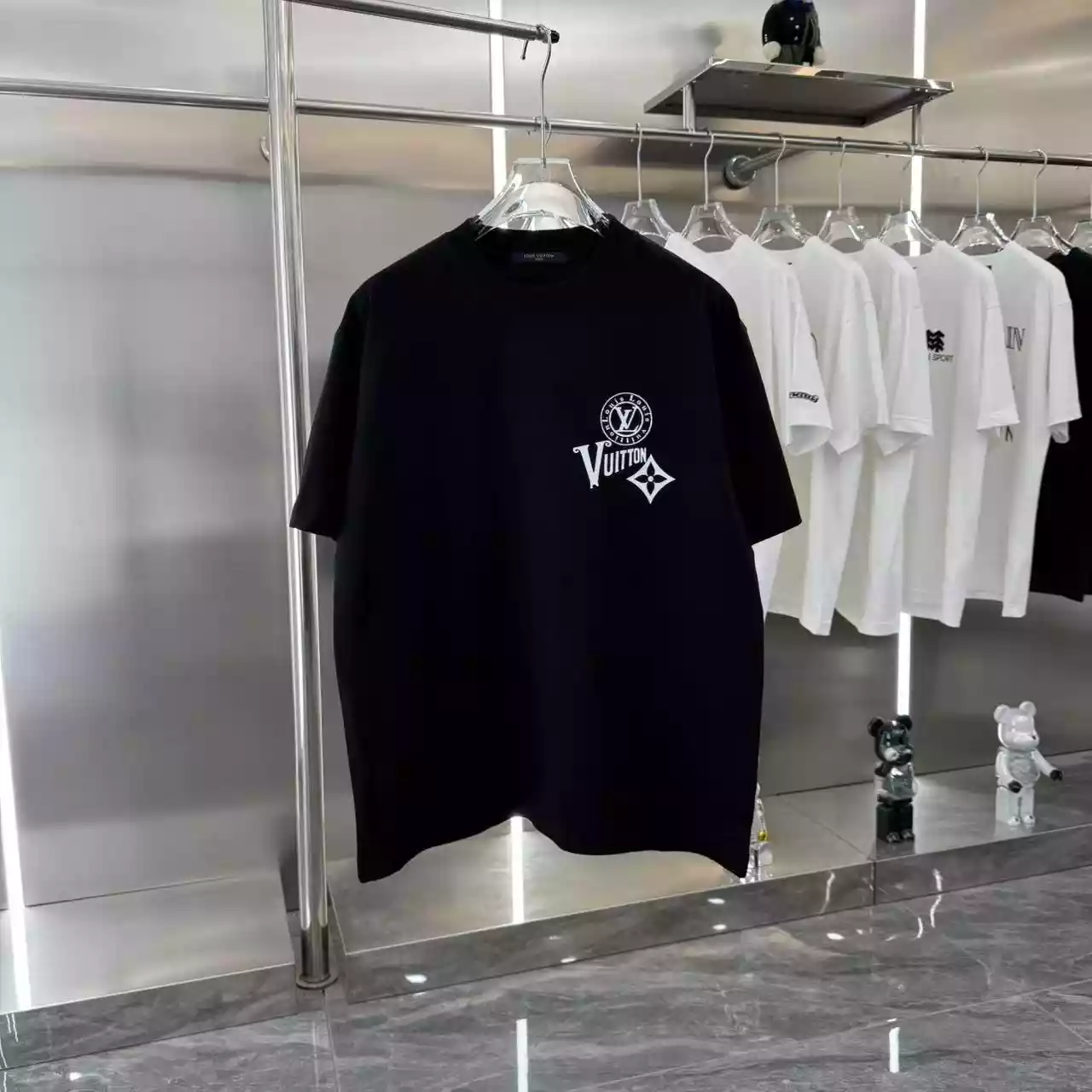 Louis Vuitton Black Short Sleeve Shirt - LVTS085 Louis Vuitton Black Short Sleeve Shirt