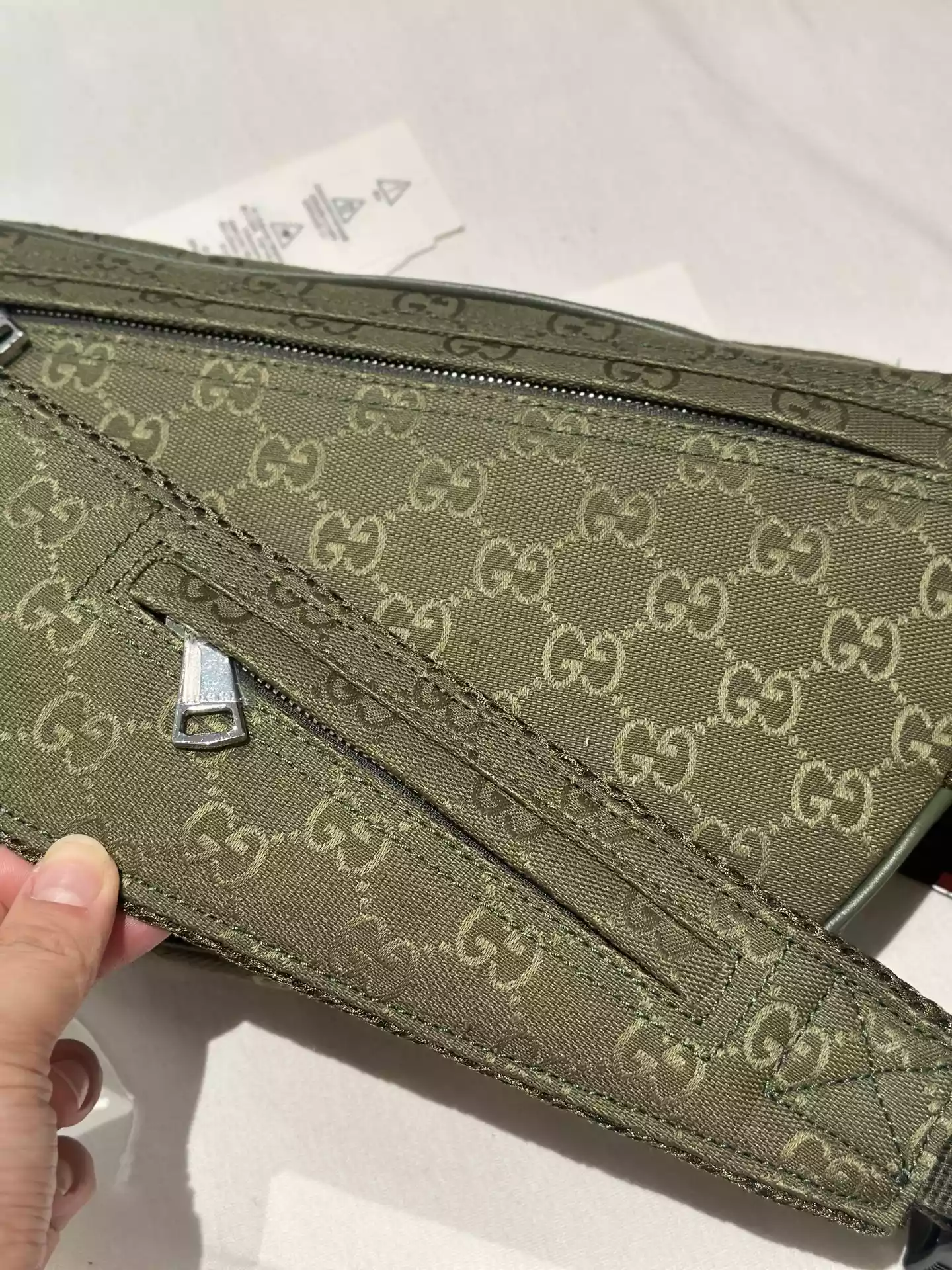 Large belt bag with print in Beige GG Canvas - BG066 Large belt bag with print in Beige GG Canvas