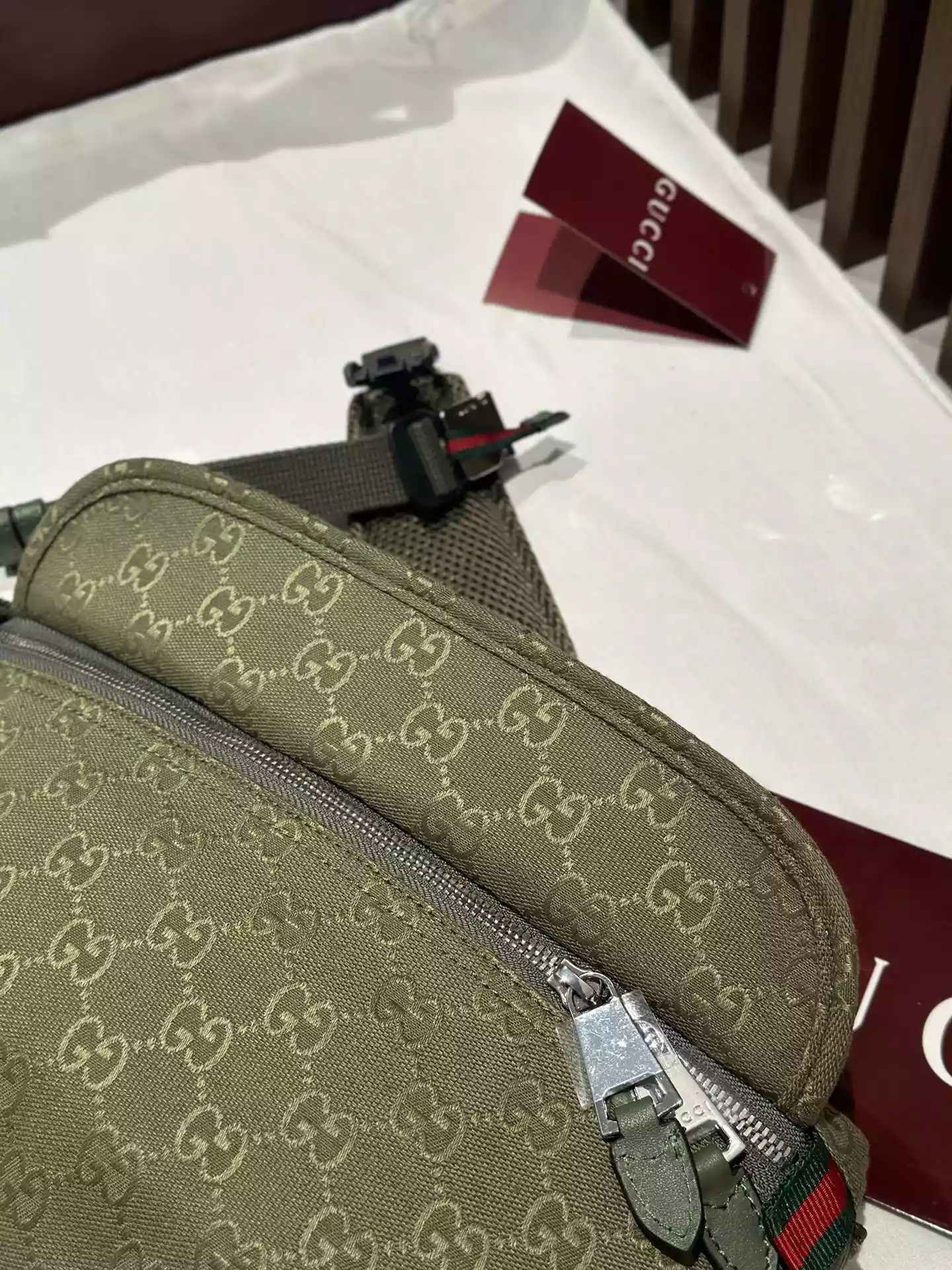 Large belt bag with print in Beige GG Canvas - BG066 Large belt bag with print in Beige GG Canvas