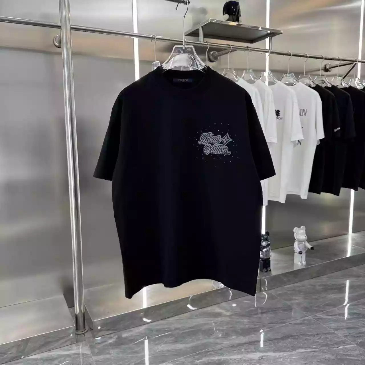 LV Premium Short Sleeve T-shirt In Black - LVTS087 LV Premium Short Sleeve T-shirt In Black