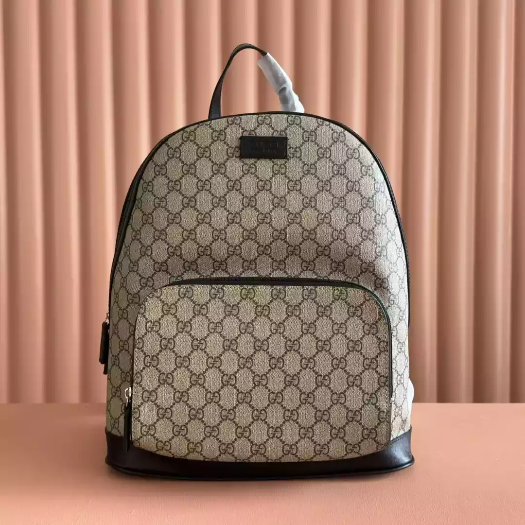 Gucci GG Supreme Men's Backpack Brown Black - BG069 Gucci GG Supreme Men's Backpack Brown Black