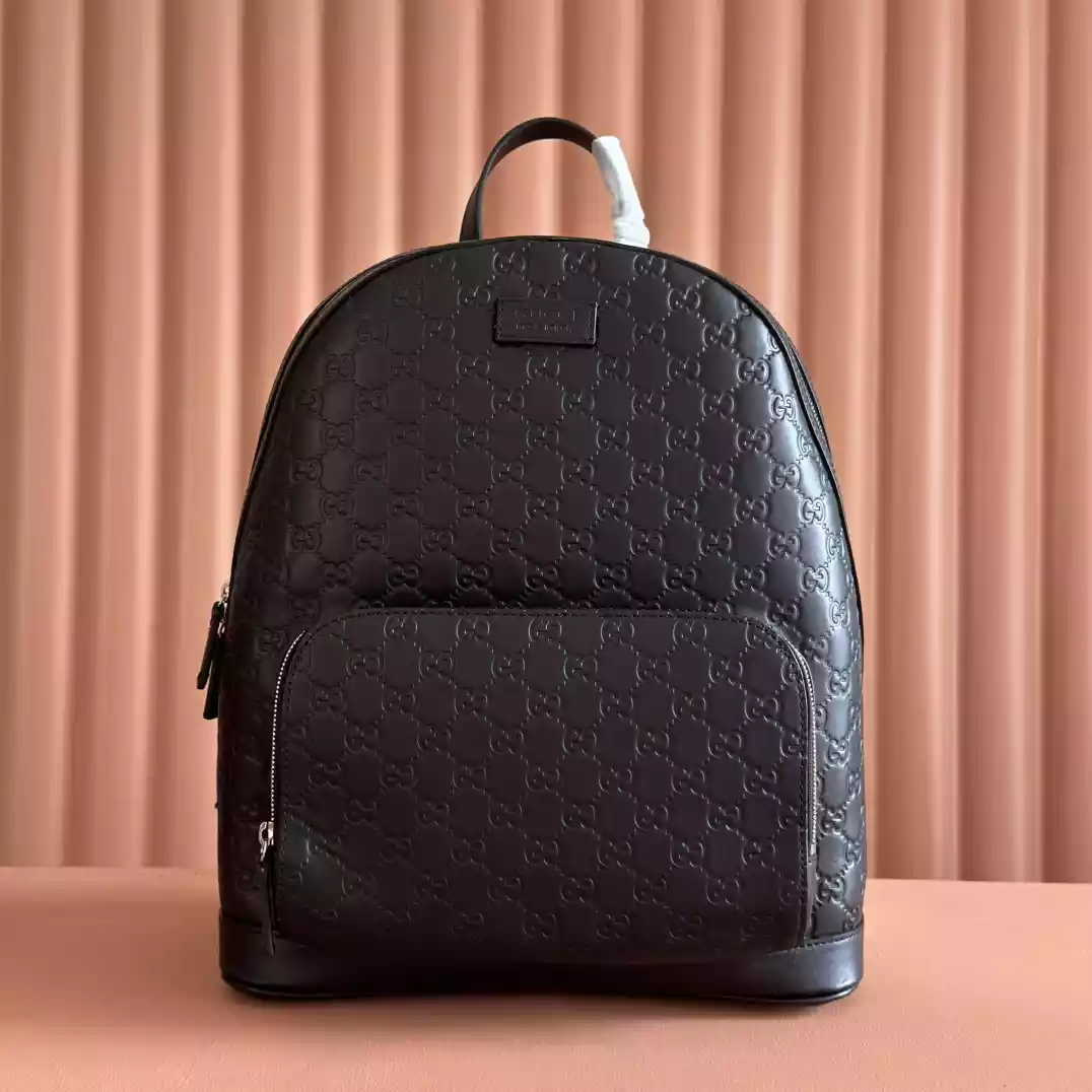 Gucci GG Monogram Medium Backpack Black - BG070 Gucci GG Monogram Medium Backpack Black
