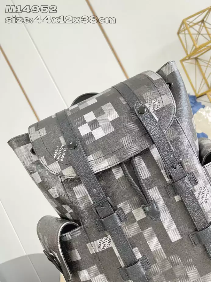 CHRISTOPHER MM BACKPACK BLACK DAMOFLAGE BLACK CANVAS M14952 - LW334 DISCOVERY BACKPACK PM SKY BLUE MONOGRAM CANVAS