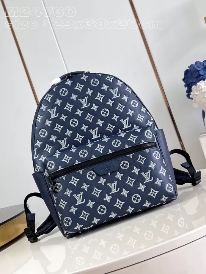 DISCOVERY BACKPACK INK BLUE/WHITE MONOGRAM SHADOW LEATHER M24760 - LW333 DISCOVERY BACKPACK PM SKY BLUE MONOGRAM CANVAS