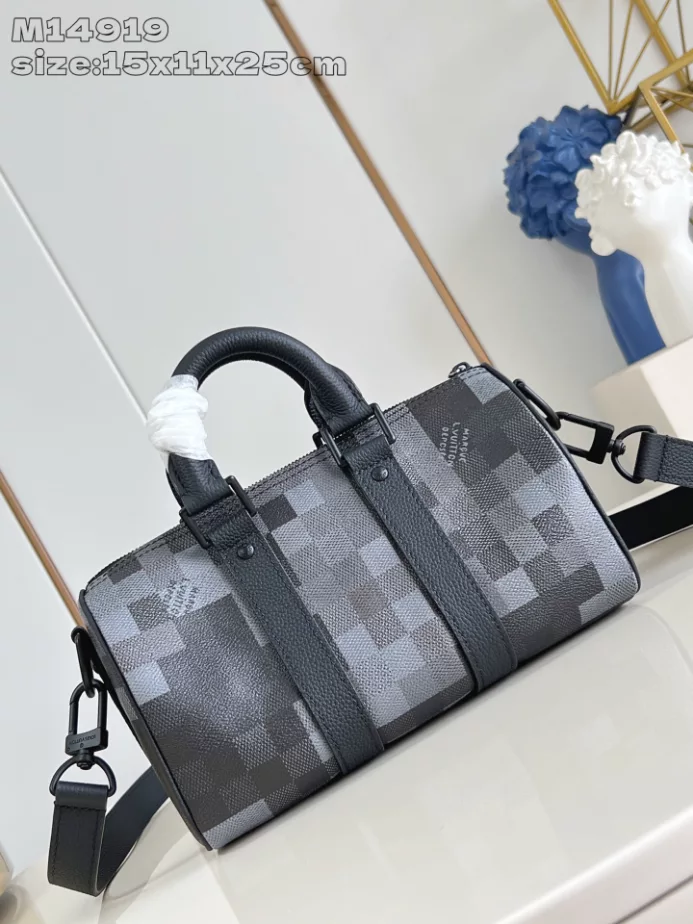 KEEPALL BANDOULIERE 25 BAG BLACK DAMOFLAGE BLACK CANVAS M14919 - LW413 DISCOVERY BACKPACK PM SKY BLUE MONOGRAM CANVAS