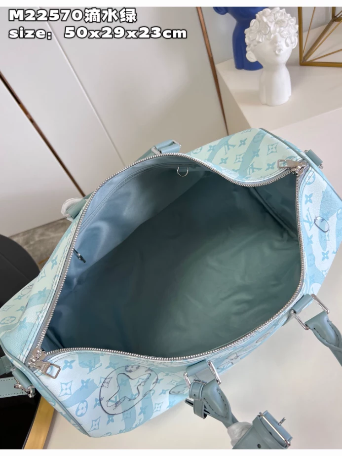 KEEPALL BANDOULIERE 50 BAG IN MONOGRAM AQUAGARDEN M22570 - LW374 DISCOVERY BACKPACK PM SKY BLUE MONOGRAM CANVAS