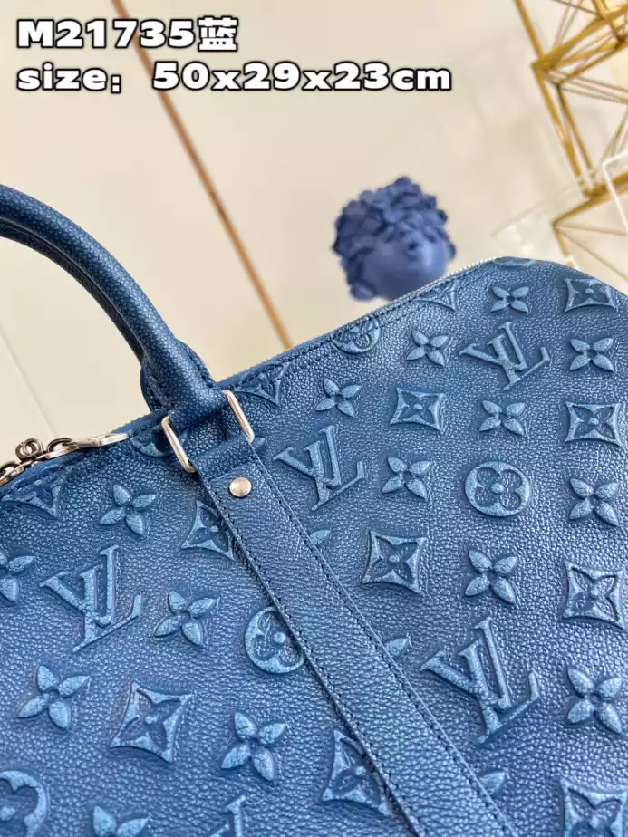 KEEPALL BANDOULIERE 50 DUFFLE BAG IN BLUE - LW360 DISCOVERY BACKPACK PM SKY BLUE MONOGRAM CANVAS