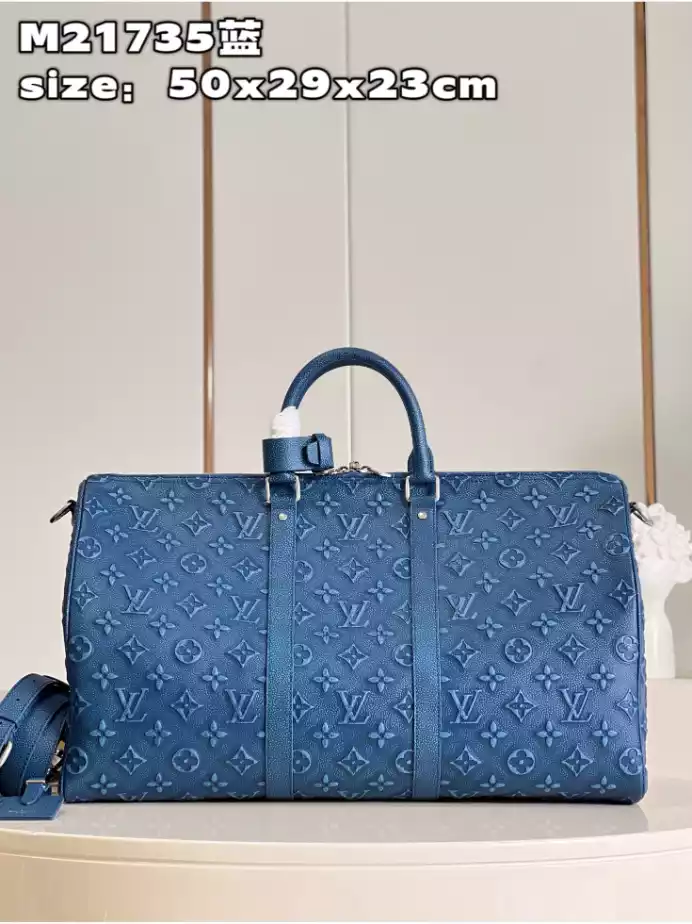 KEEPALL BANDOULIERE 50 DUFFLE BAG IN BLUE - LW360 DISCOVERY BACKPACK PM SKY BLUE MONOGRAM CANVAS