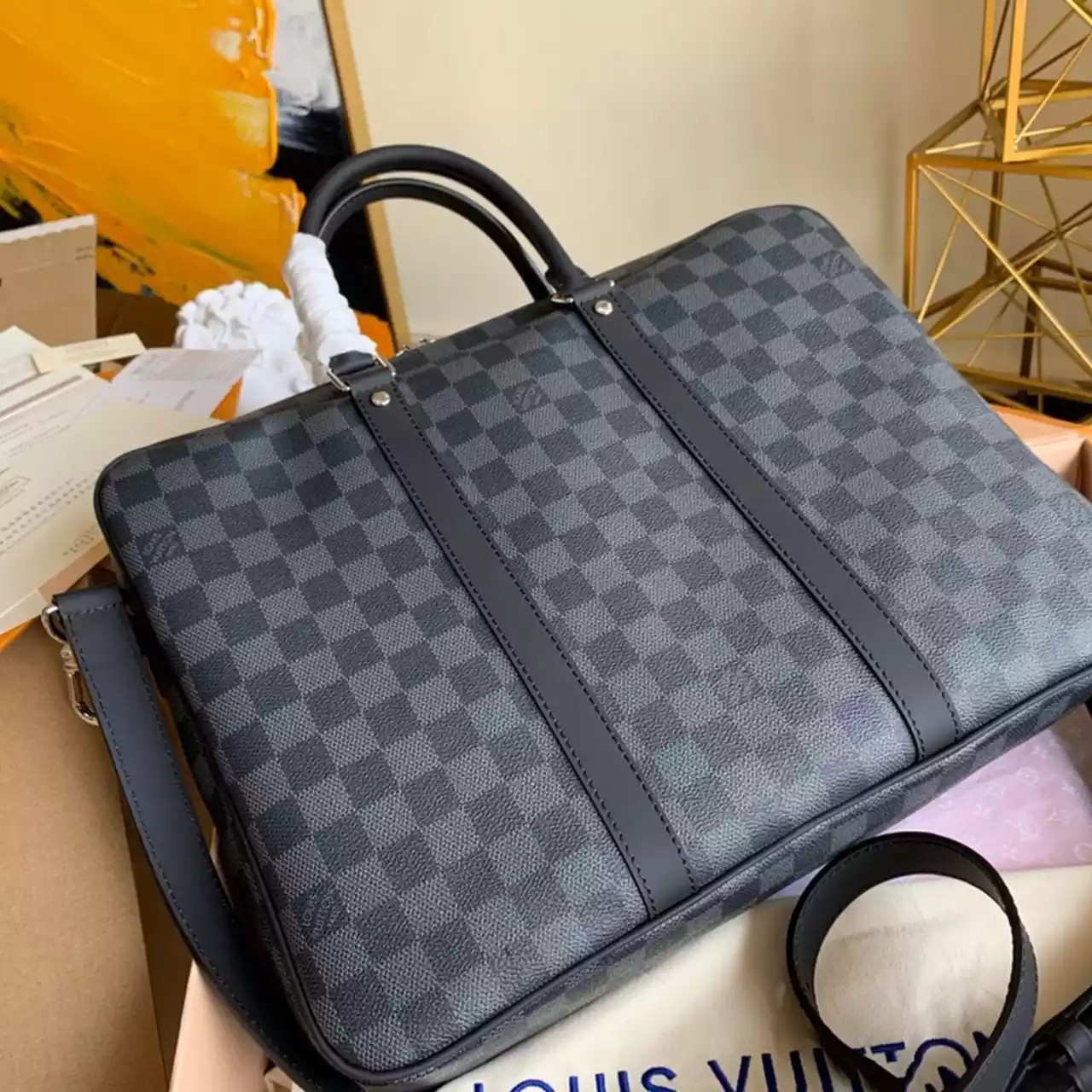 PORTE-DOCUMENTS VOYAGE DAMIER GRAPHITE CANVAS N41478 - LW327 DISCOVERY BACKPACK PM SKY BLUE MONOGRAM CANVAS