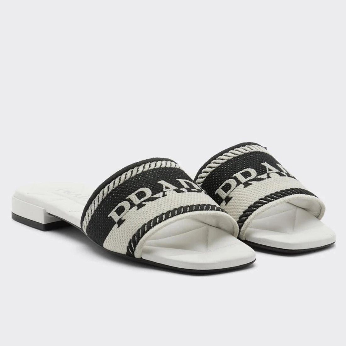 PRADA WOMEN'S EMBROIDERED FABRIC SLIDES - PSD084