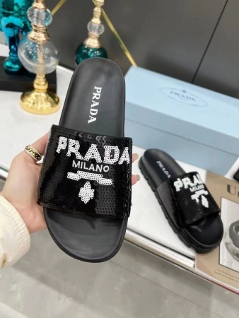 PRADA WOMEN'S SLIDES EMBROIDERED WITH SEQUINS - PSD081