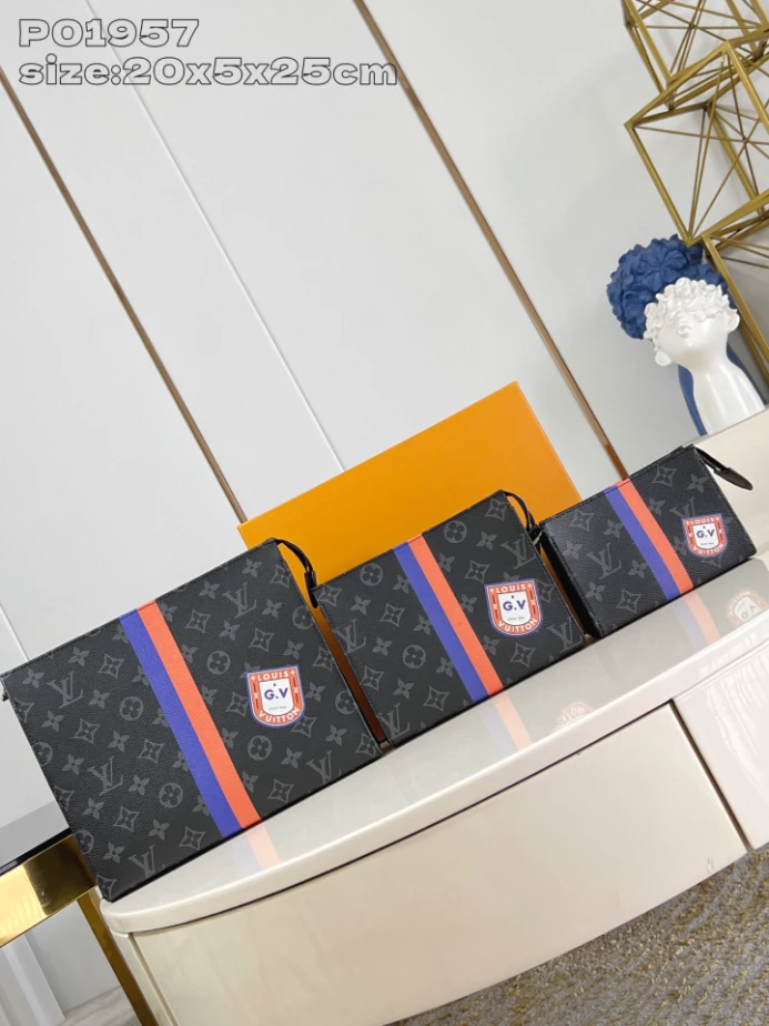 TRIO TOILET POUCH MON MONOGRAM P01957 - LW383 DISCOVERY BACKPACK PM SKY BLUE MONOGRAM CANVAS