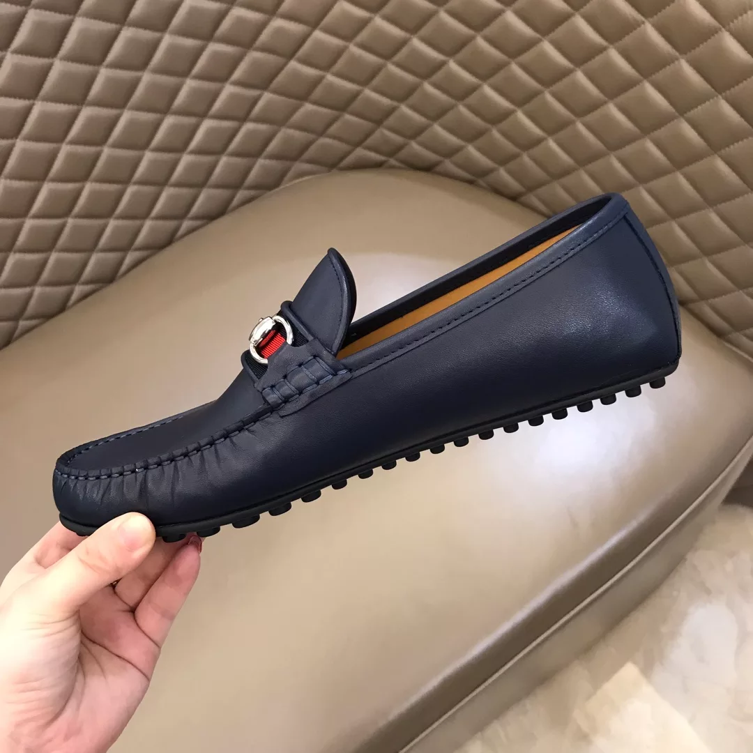 LEATHER DRIVER WITH WEB NAVY - GL118