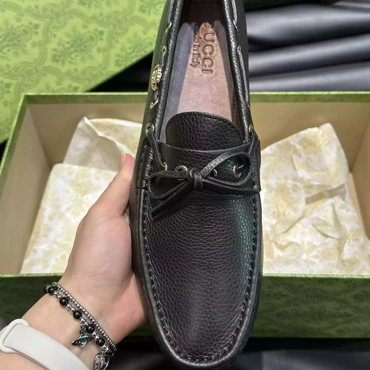 MEN'S DRIVER WITH INTERLOCKING G IN BLACK - GL102