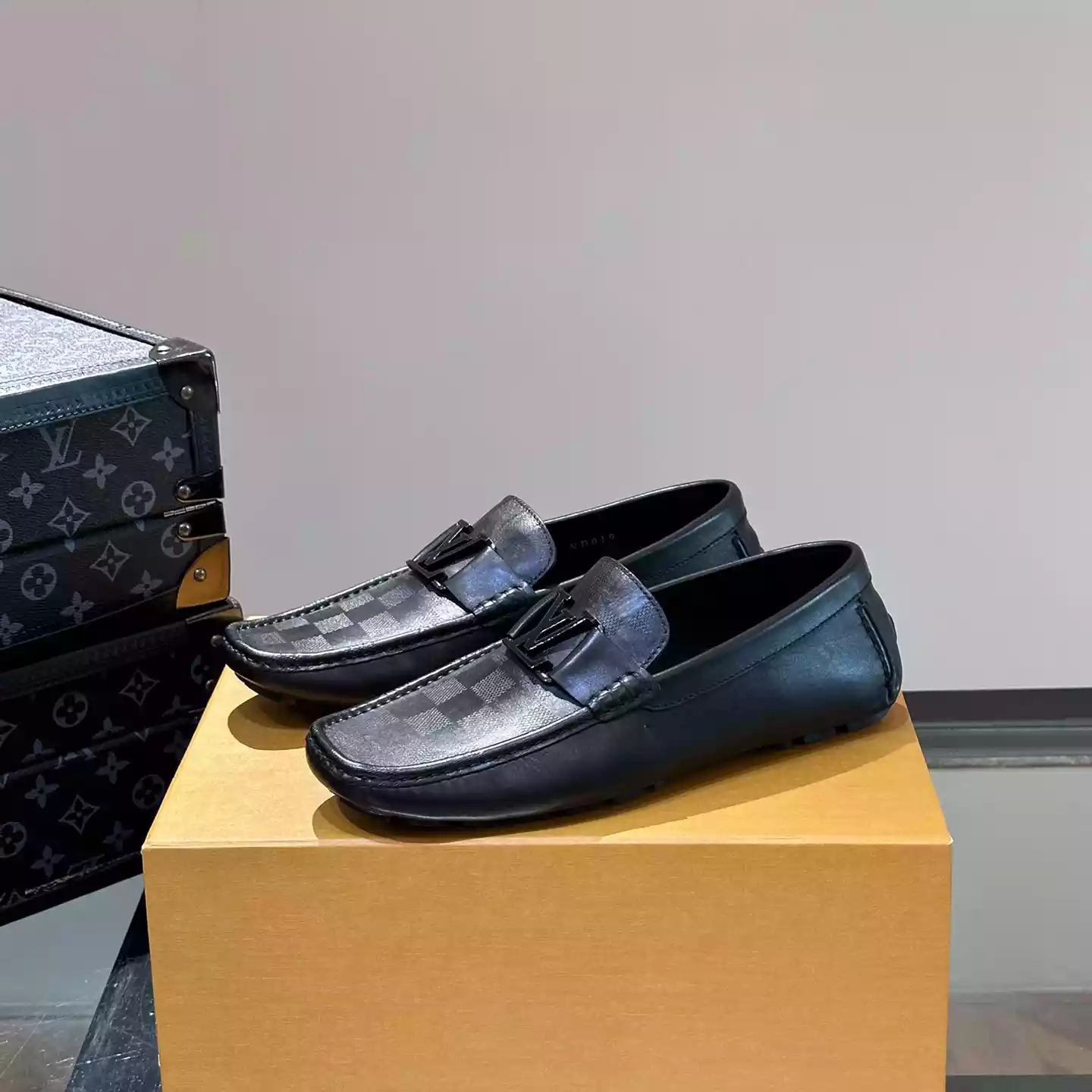 MONTE CARLO MOCASSIN BLACK DAMIER CANVAS - VL043