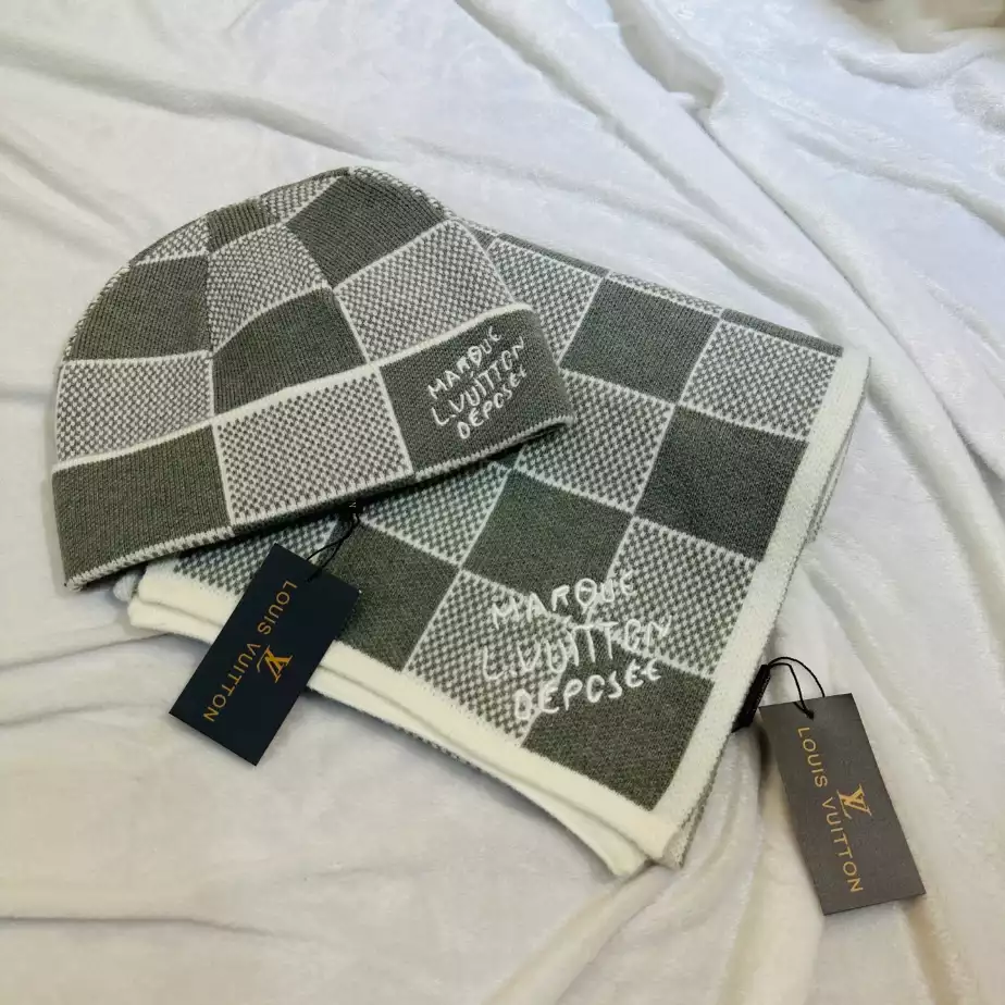 Louis Vuitton Scarf & Beanie Set