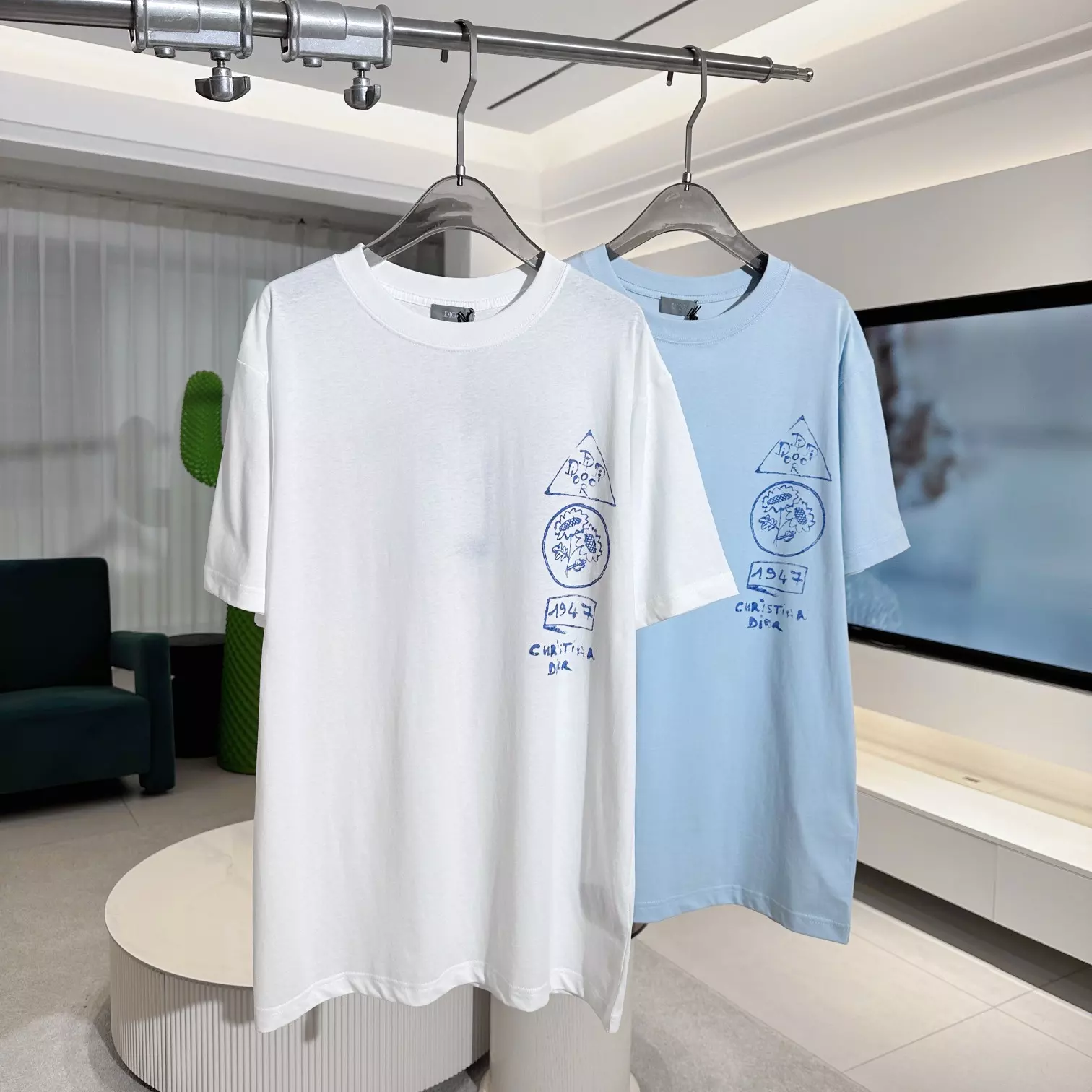 DI0R AND HYLTON NEL T-SHIRT, RELAXED FIT WHITE COTTON JERSEY - DOT054