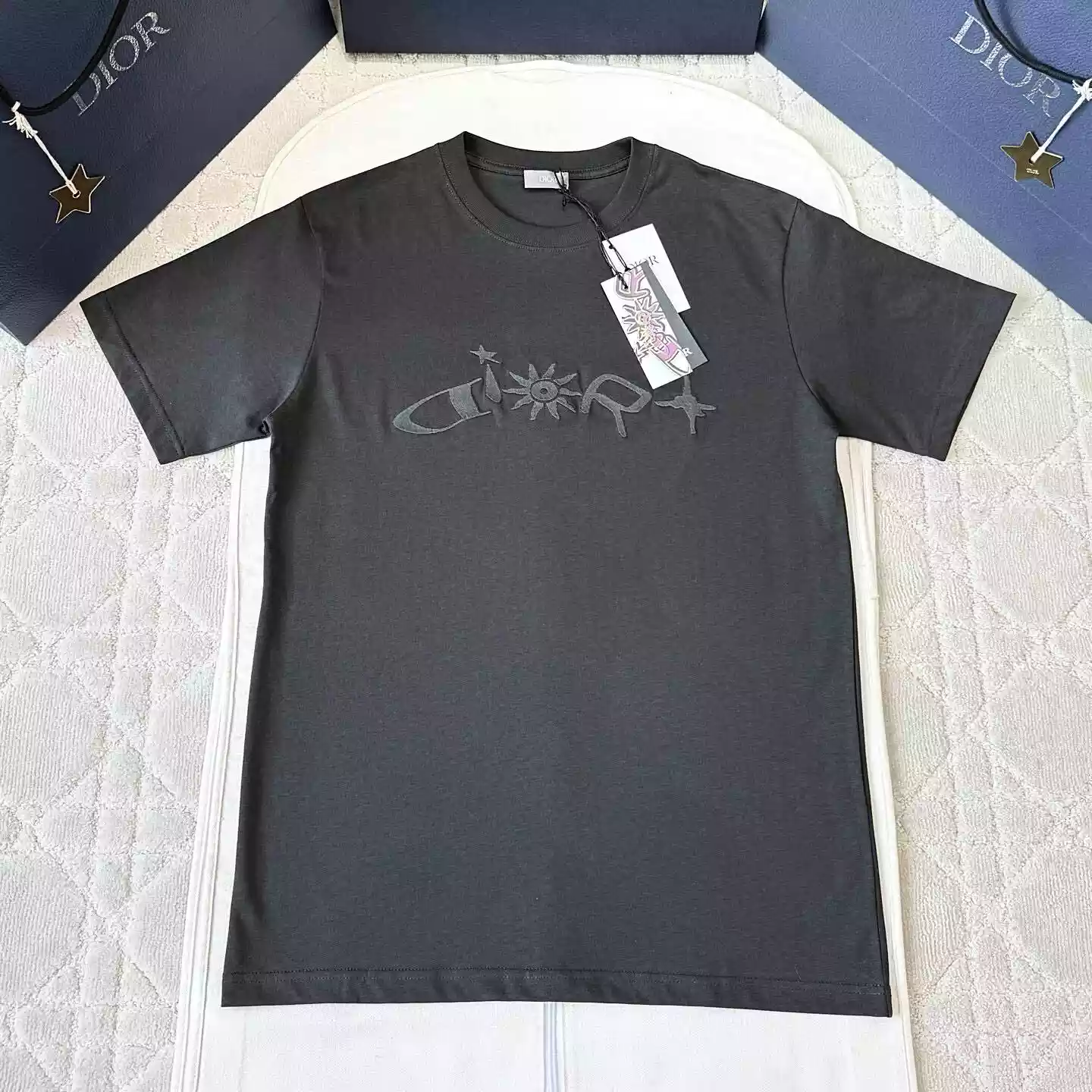 DIOR AND LEWIS HAMILTON T-SHIRT, RELAXED FIT BLACK COTTON JERSEY - DOT029