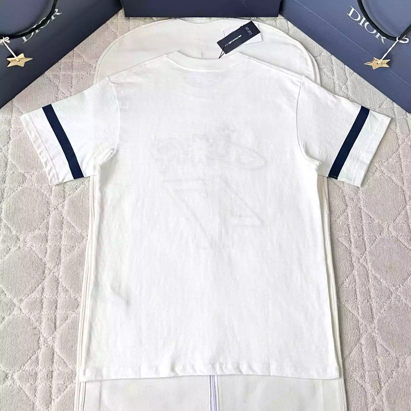 DIOR AND LEWIS HAMILTON T-SHIRT RELAXED FIT WHITE SLUB COTTON JERSEY - DOT028