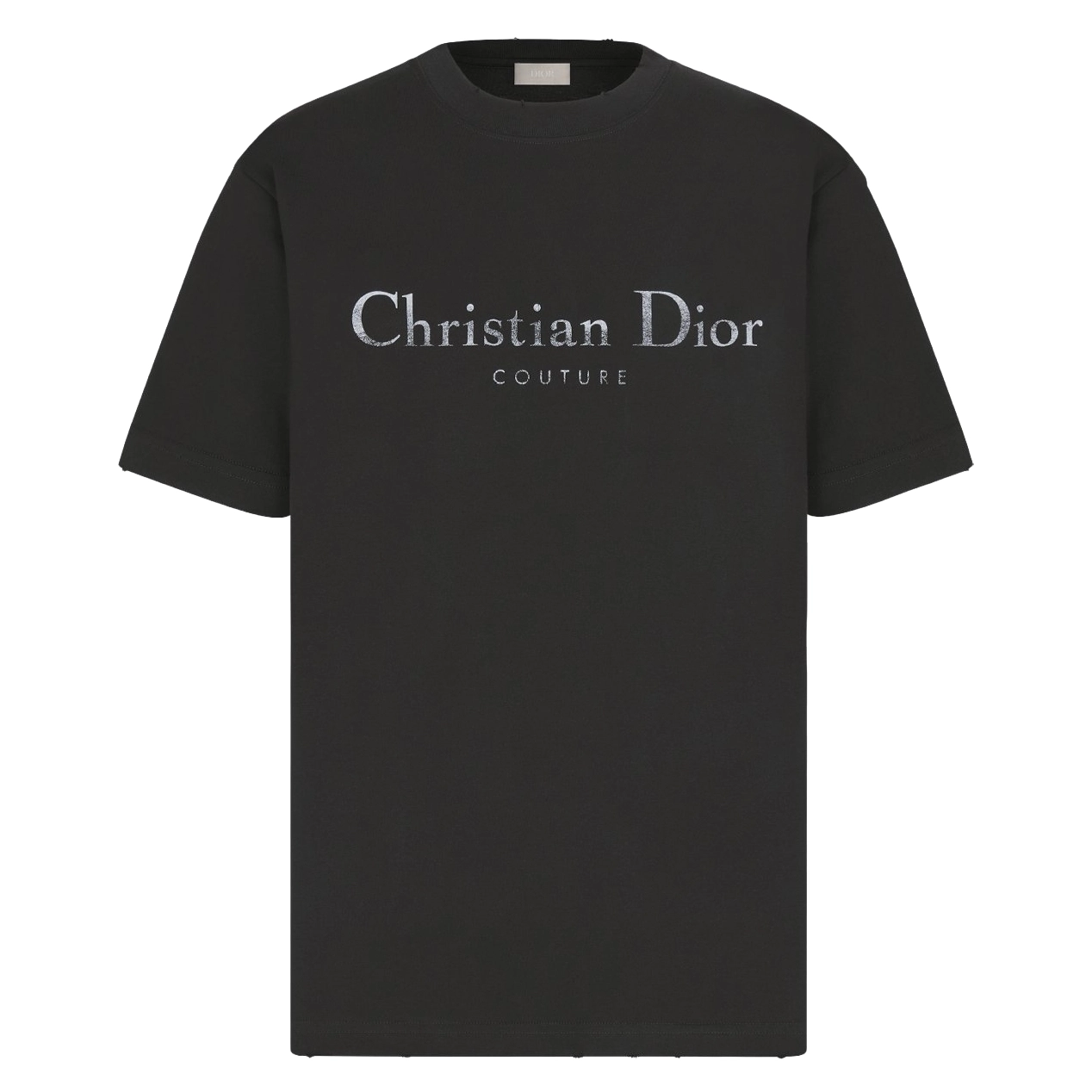 DIOR COUTURE T-SHIRT, RELAXED FIT BLACK DISTRESSED-EFFECT COTTON JERSEY - DOT034