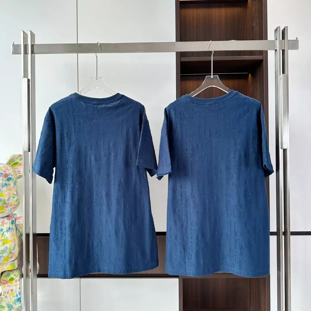 DIOR OBLIQUE T-SHIRT, RELAXED FIT DEEP BLUE COTTON JERSEY - DOT041